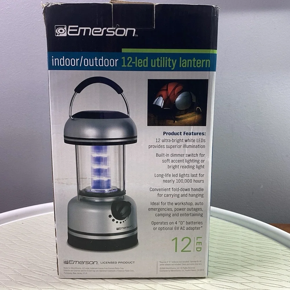 Emerson 12-White LED Utility Lantern Indoor/Outdoor Dimmer-Battery Operated NWB‎